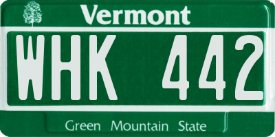 VT license plate WHK442