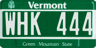 VT license plate WHK444