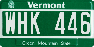 VT license plate WHK446
