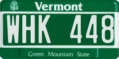 VT license plate WHK448