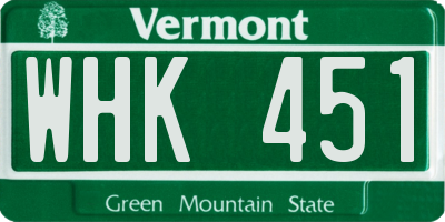VT license plate WHK451