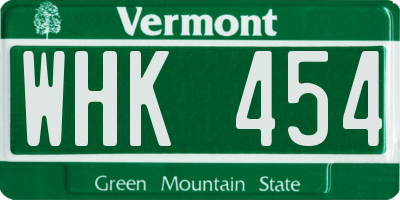 VT license plate WHK454