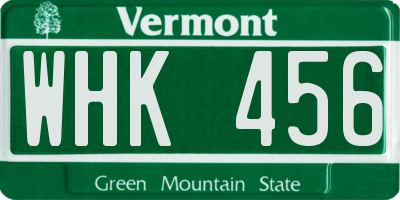VT license plate WHK456