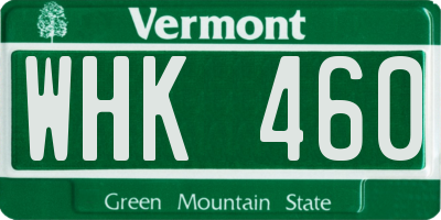 VT license plate WHK460