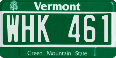 VT license plate WHK461