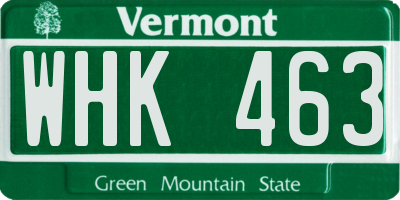 VT license plate WHK463