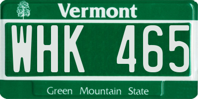 VT license plate WHK465