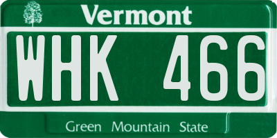 VT license plate WHK466