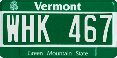 VT license plate WHK467