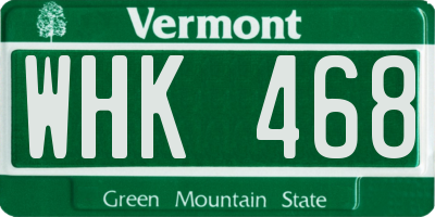 VT license plate WHK468