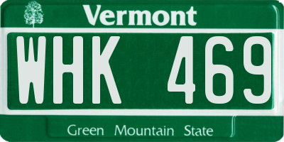 VT license plate WHK469