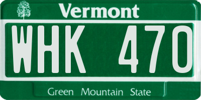 VT license plate WHK470