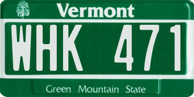 VT license plate WHK471