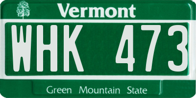 VT license plate WHK473