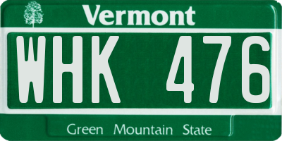 VT license plate WHK476
