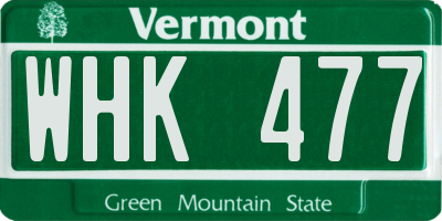 VT license plate WHK477