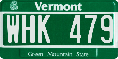VT license plate WHK479