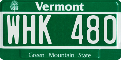 VT license plate WHK480