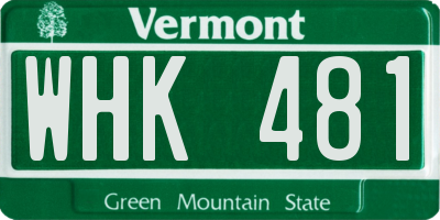 VT license plate WHK481