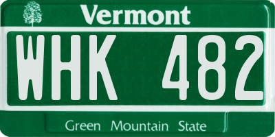 VT license plate WHK482