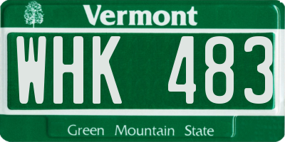 VT license plate WHK483
