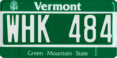 VT license plate WHK484