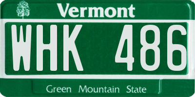 VT license plate WHK486