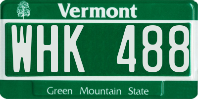 VT license plate WHK488