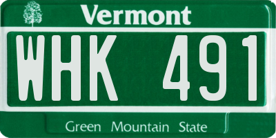 VT license plate WHK491