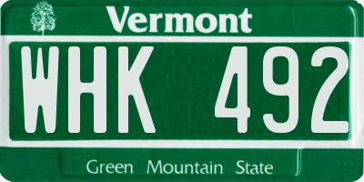 VT license plate WHK492