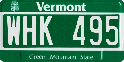VT license plate WHK495