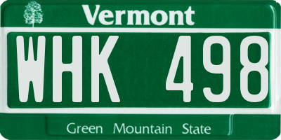 VT license plate WHK498