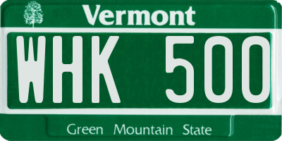 VT license plate WHK500