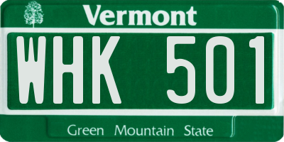VT license plate WHK501