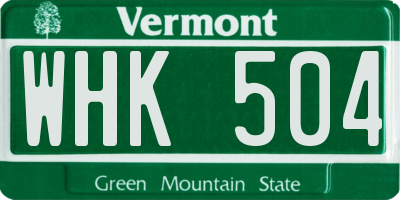 VT license plate WHK504