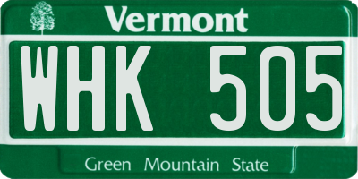 VT license plate WHK505