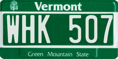 VT license plate WHK507