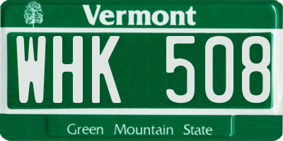 VT license plate WHK508