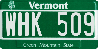 VT license plate WHK509