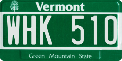 VT license plate WHK510