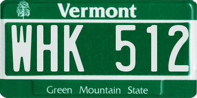 VT license plate WHK512