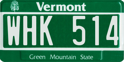 VT license plate WHK514