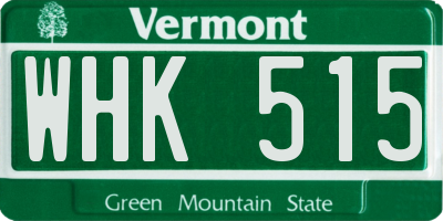 VT license plate WHK515