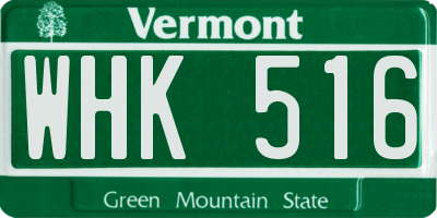 VT license plate WHK516