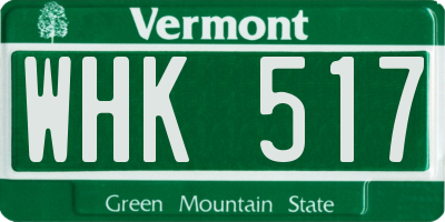 VT license plate WHK517