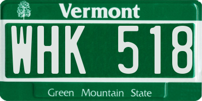 VT license plate WHK518
