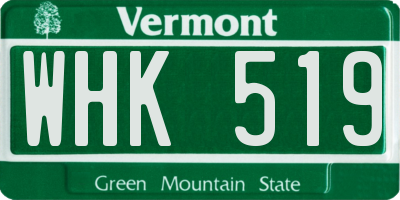 VT license plate WHK519
