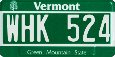 VT license plate WHK524