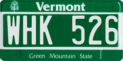 VT license plate WHK526