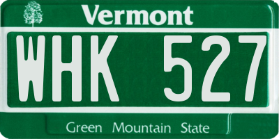 VT license plate WHK527